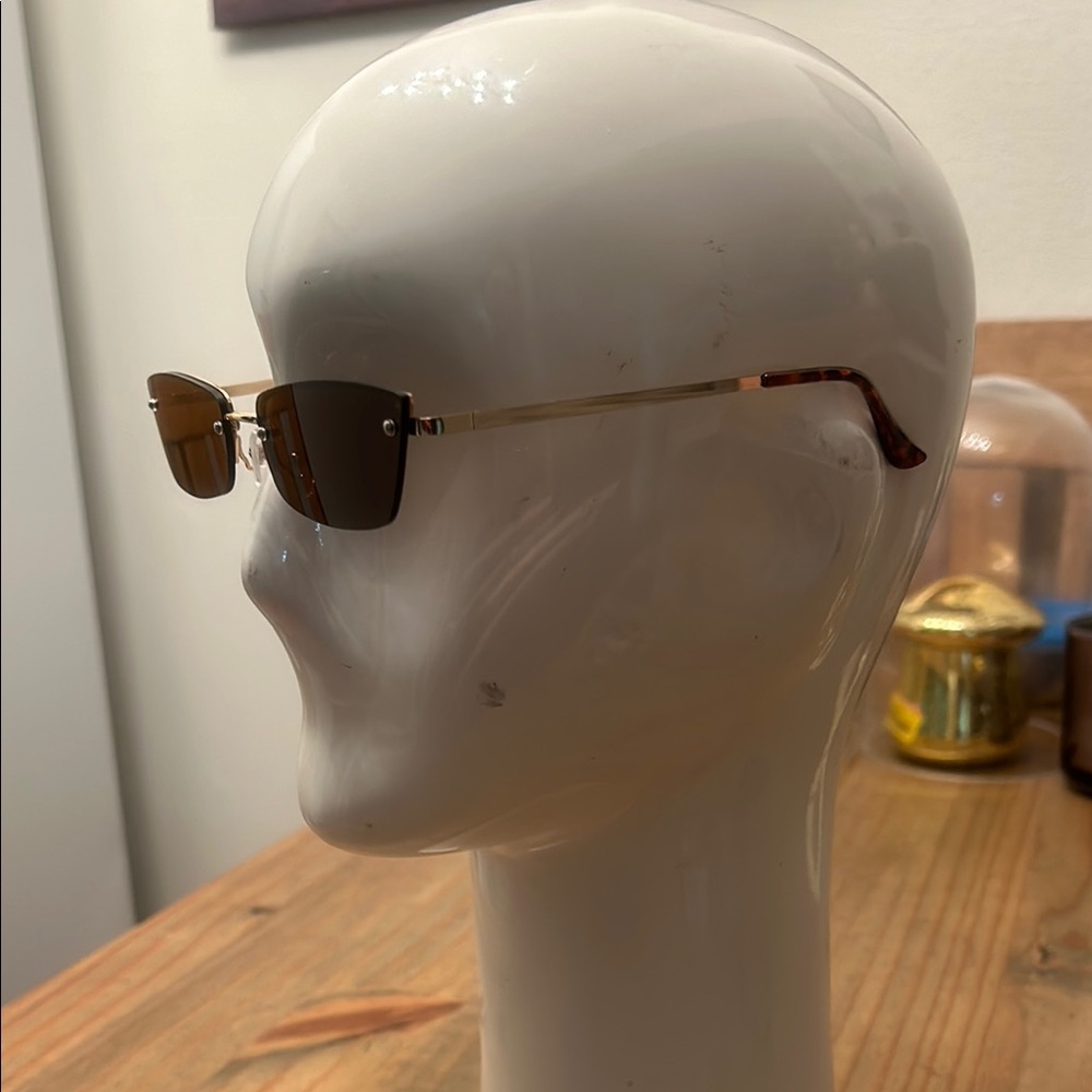 Brown Minimalist Rectangular Glasses - image 2